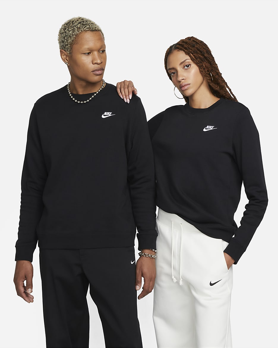 Nike Sportswear Club Fleece Women's Crew-Neck Sweatshirt - Black/White