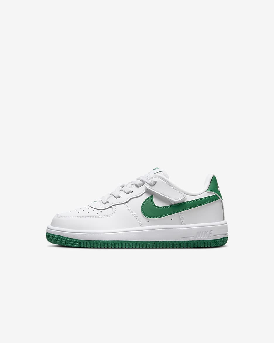 Nike Force 1 Low EasyOn Little Kids' Shoes - White/White/Malachite