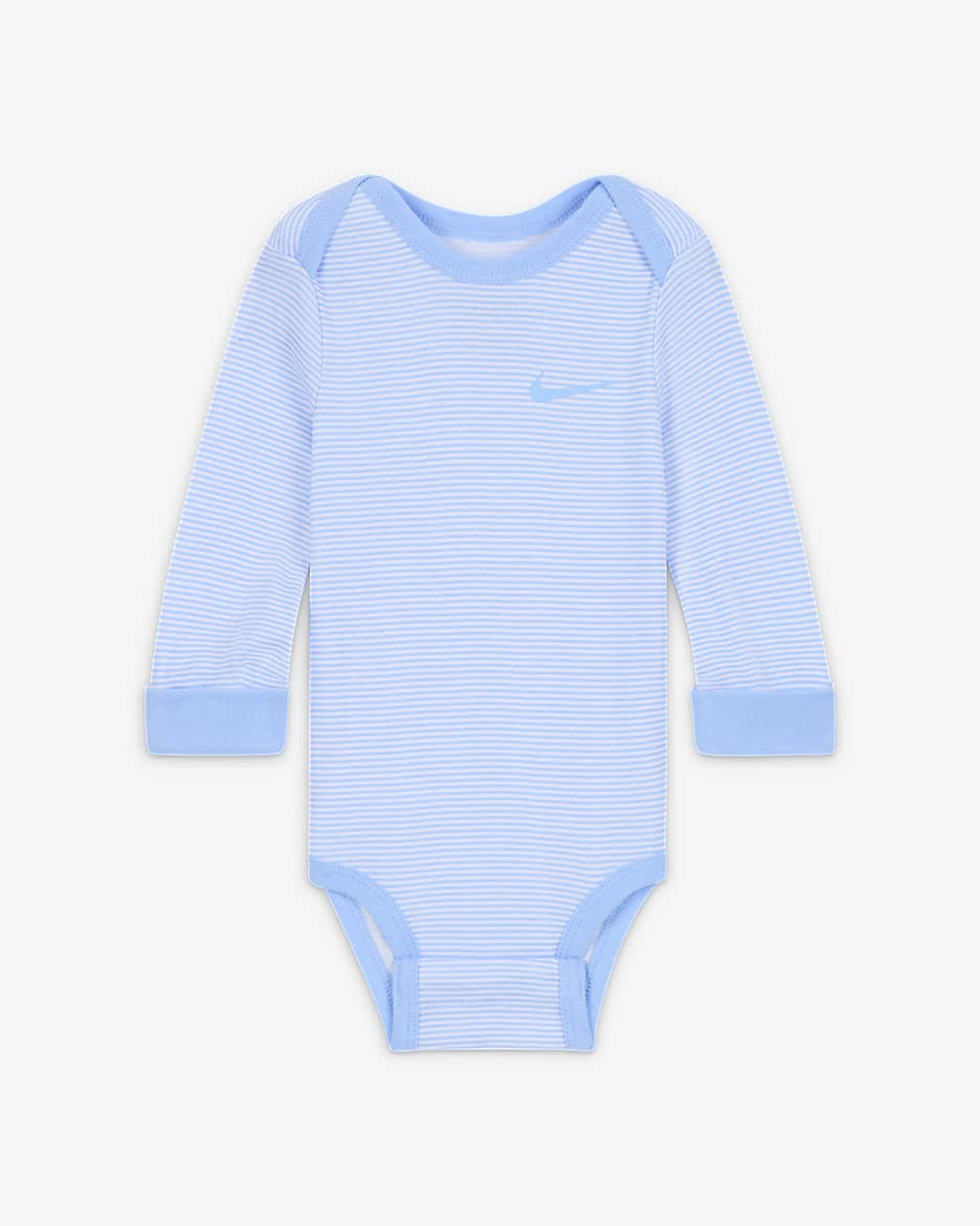 Nike Baby Essentials Baby (0-9M) Long Sleeve Bodysuits (3 Pack) - Cobalt Bliss