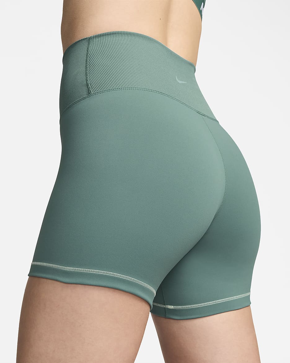 Shorts de ciclismo de tiro alto de 18 cm para mujer Nike One Rib - De costa a costa/Blanco