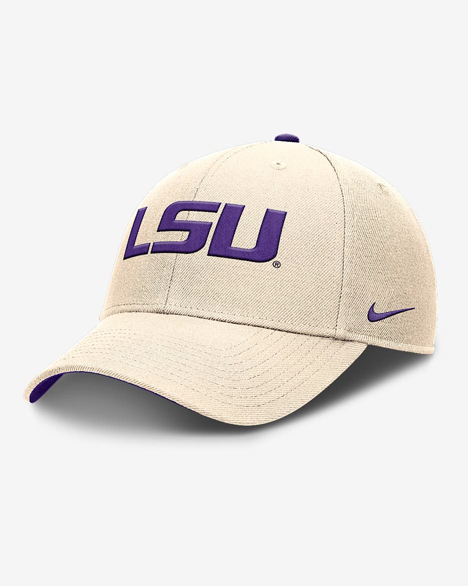 LSU Primetime Rise Men's Nike Dri-FIT College Trucker Adjustable Hat - Natural
