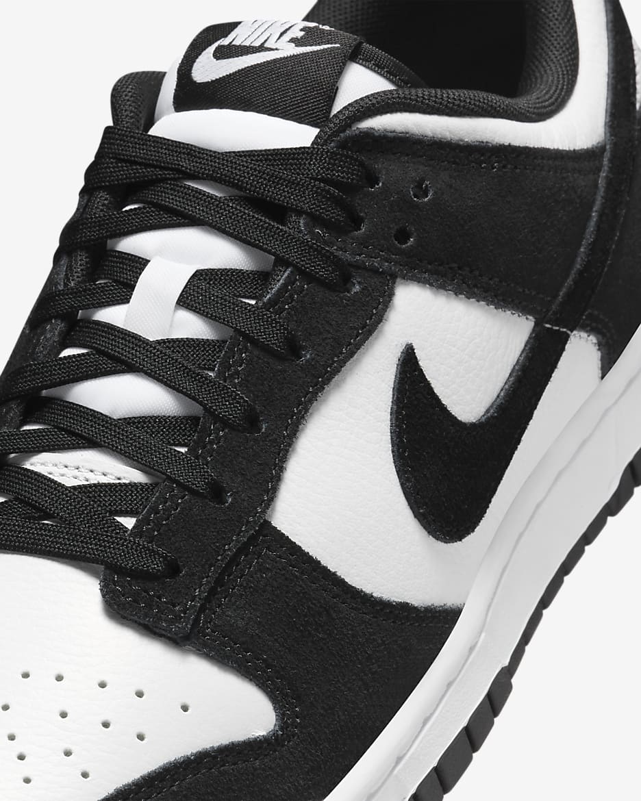 Nike Dunk Low Retro SE Leather/Suede Men's Shoes - White/White/Black