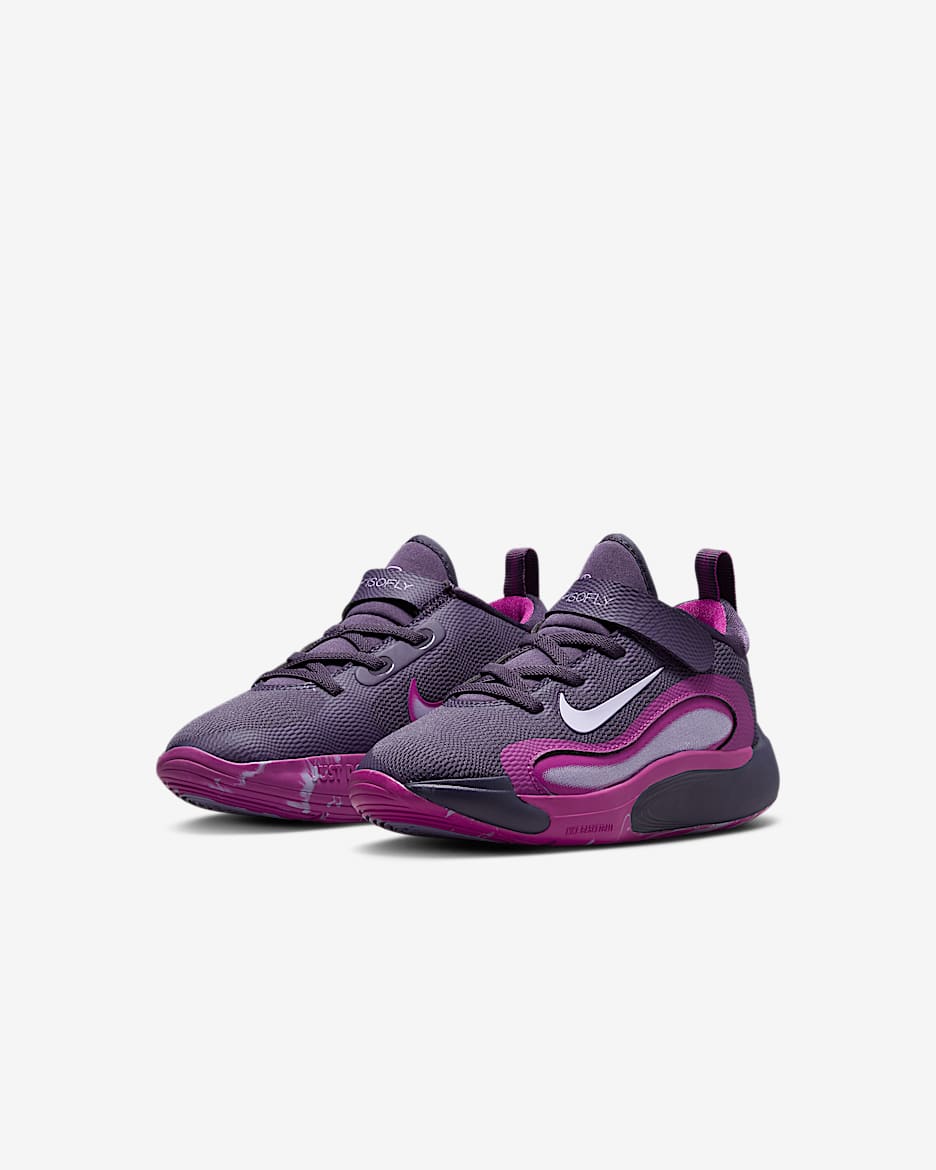 Nike IsoFly Little Kids' Shoes - Dark Raisin/Hot Fuchsia/Hydrangeas