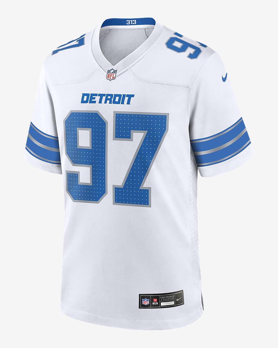 Jersey de fútbol americano Nike de la NFL Game para hombre Aidan Hutchinson Detroit Lions - Blanco