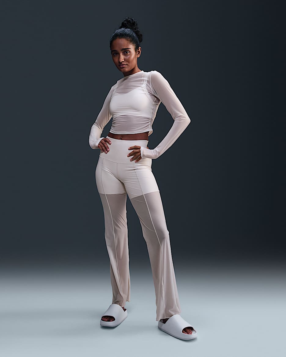 Pants de largo completo de tiro alto y sujeción ligera para mujer Nike Zenvy - Marrón verdoso claro