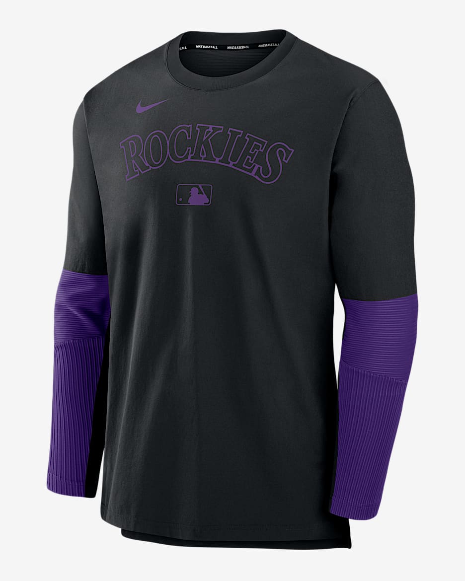 Sudadera sin cierre Nike Dri-FIT de la MLB para hombre Colorado Rockies Authentic Collection Player - Negro