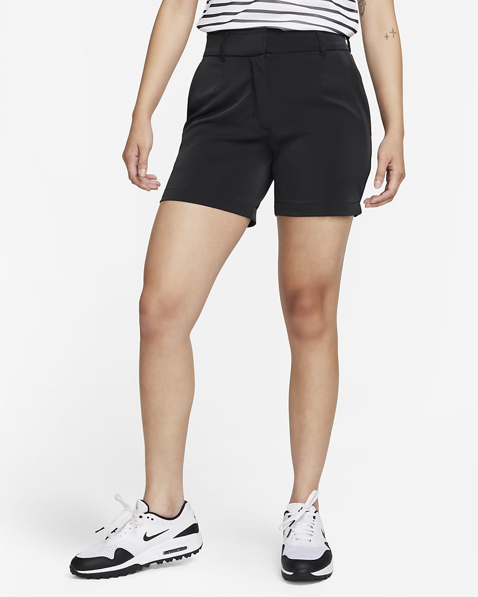 กางเกงกอล์ฟขาสั้น 5 นิ้วผู้หญิง Nike Dri-FIT Victory - ดำ/ขาว