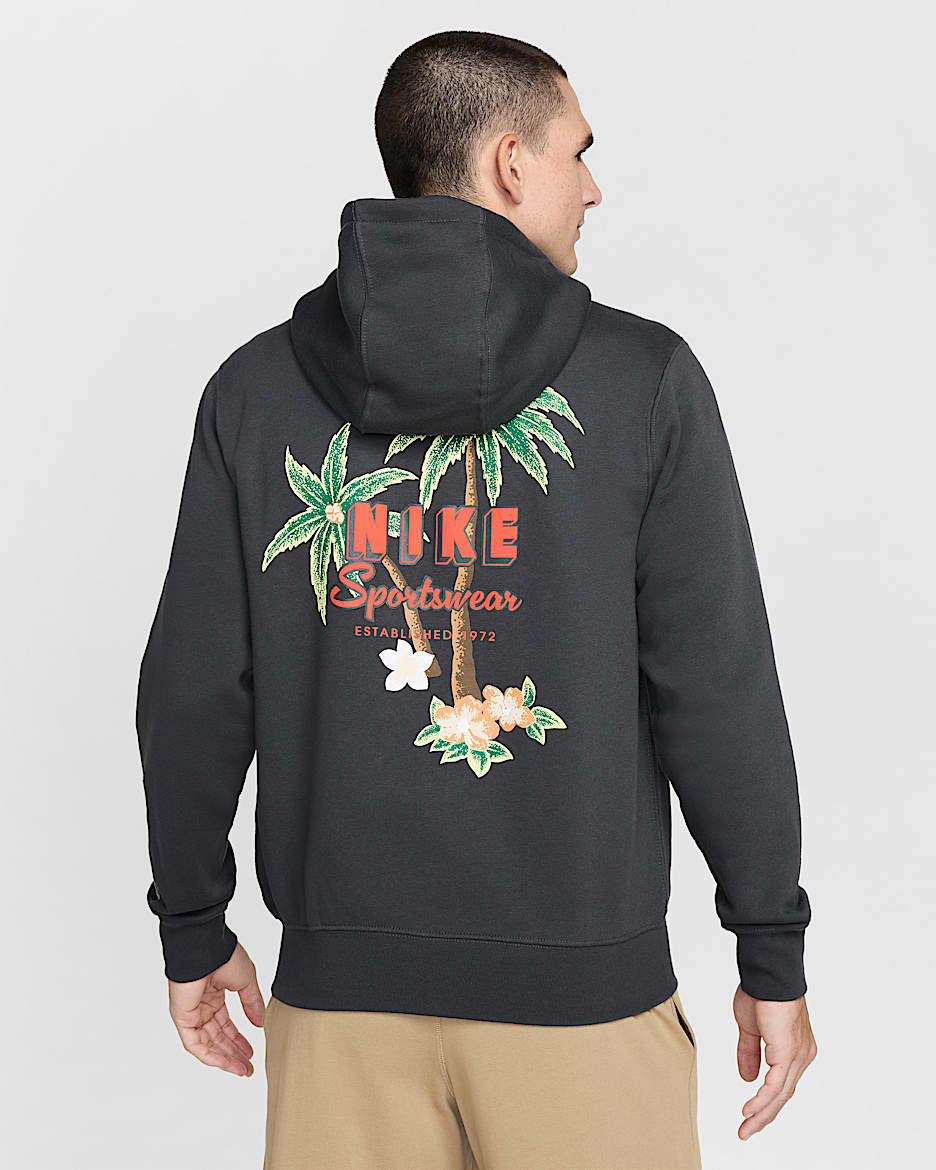 Sudadera con gorro de tejido Fleece y cierre completo para hombre Nike Club - Antracita/Coral vintage/Coral vintage