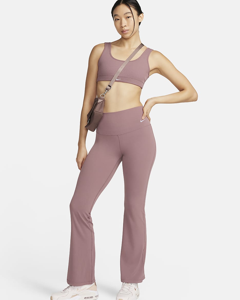 Nike Zenvy Women's High-Waisted Flared Leggings - Smokey Mauve/Black