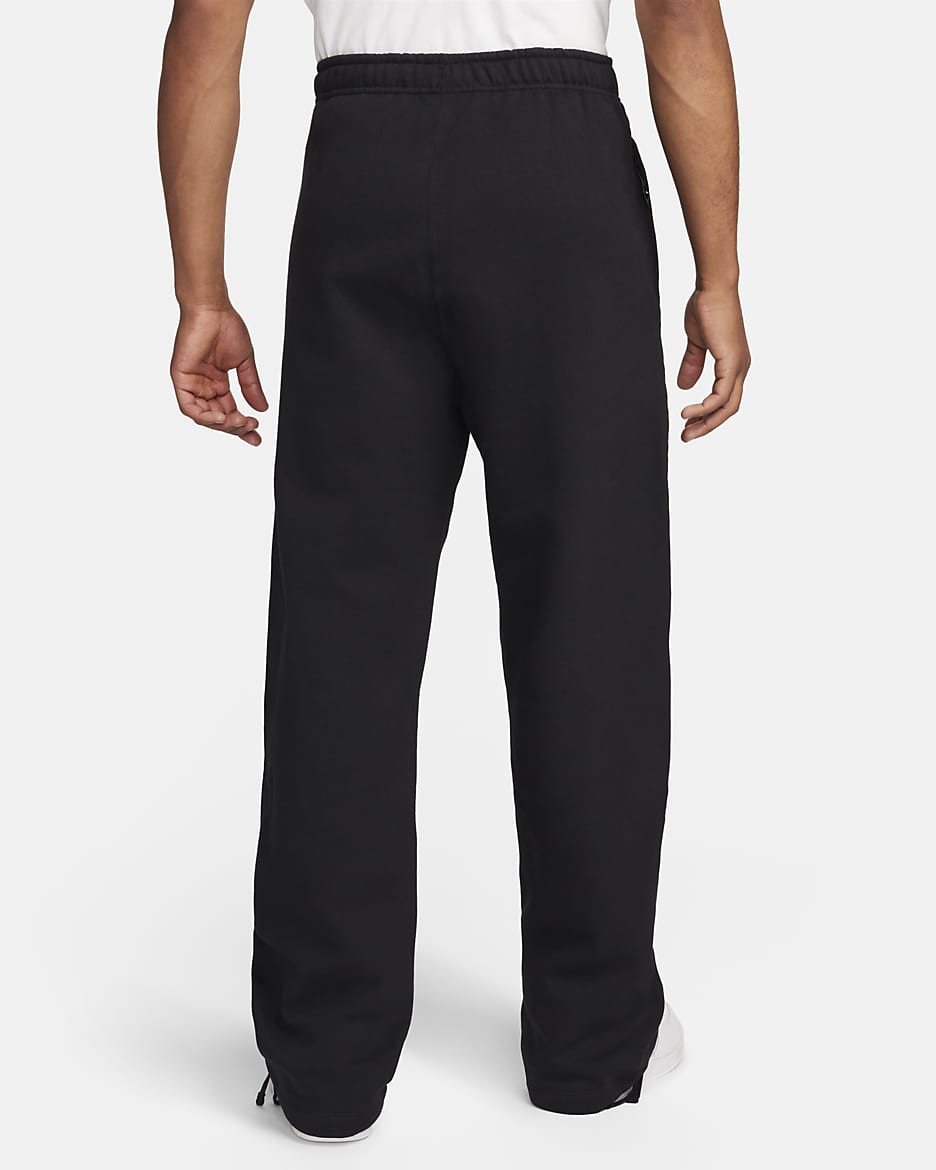 Nike Solo Swoosh Men's Open-Hem Fleece Trousers - Black/White