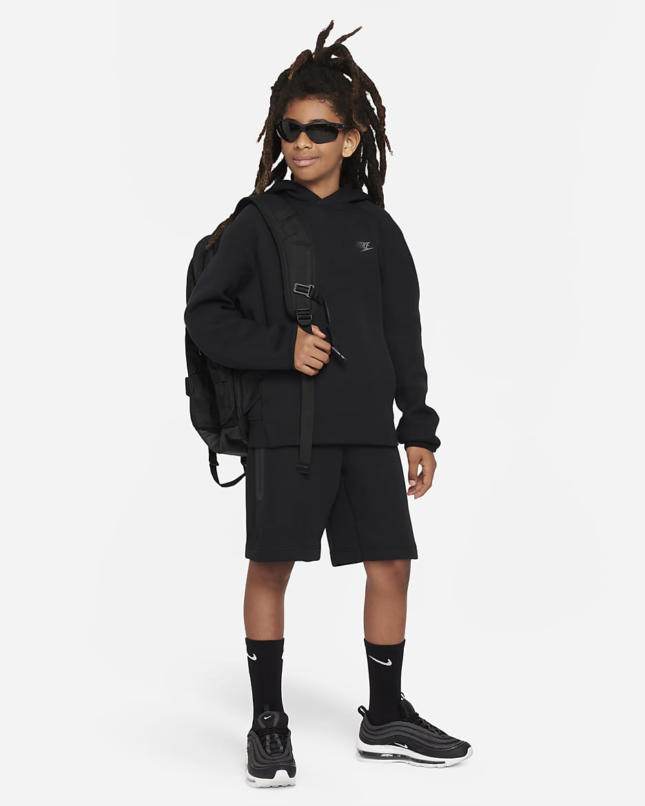 Nike Sportswear Tech Fleece Big Kids' (Boys') Pullover Hoodie - Black/Black