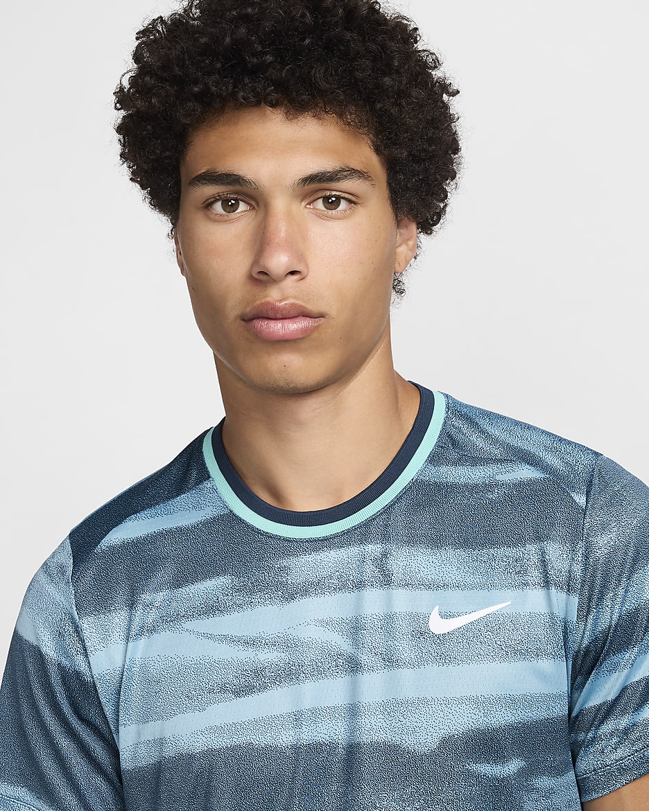 NikeCourt Advantage Dri-FIT-Tennisoberteil für Herren - Denim Turquoise/Weiß