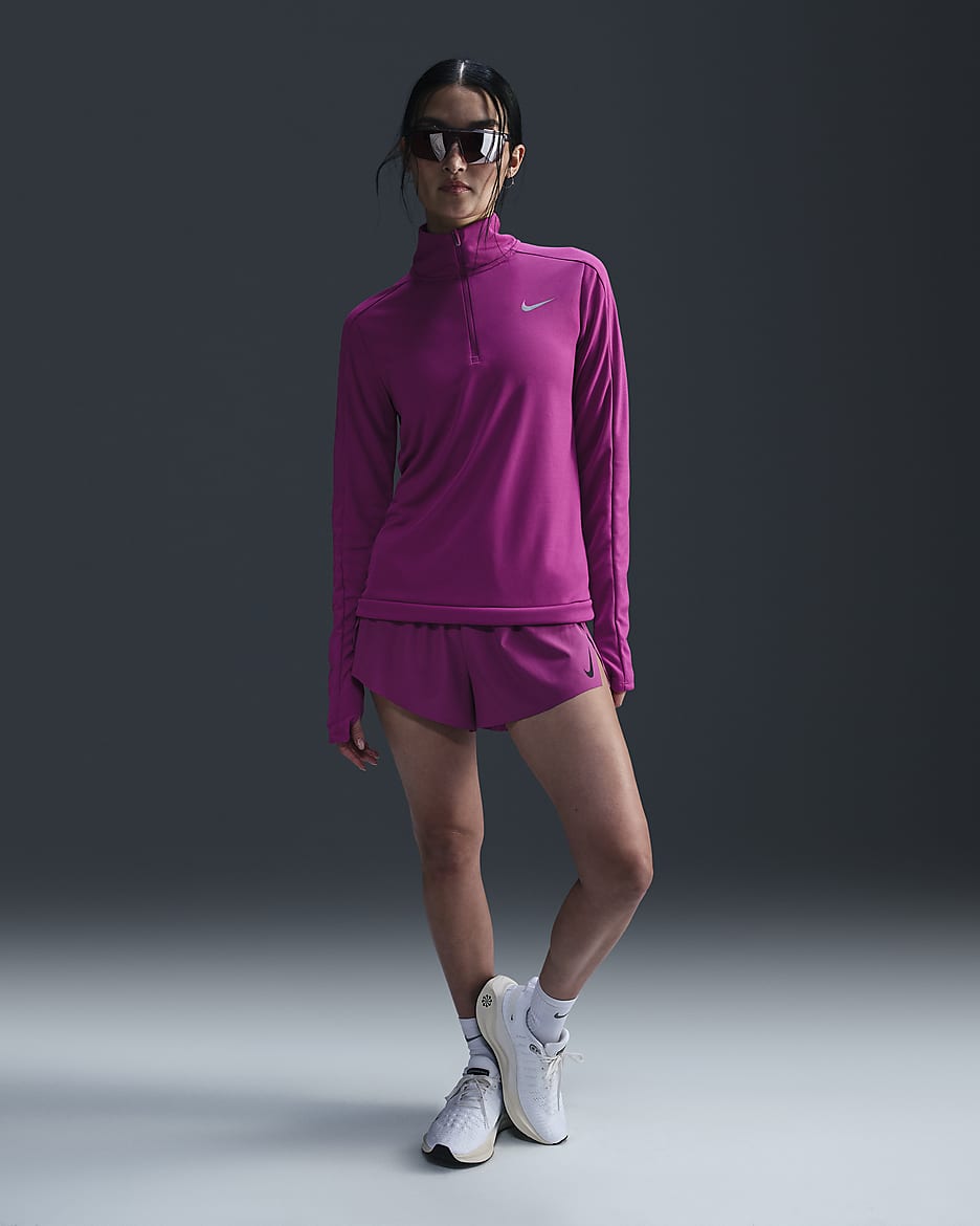 Nike Dri-FIT Pacer rövid cipzáras női pulóver - Hot Fuchsia