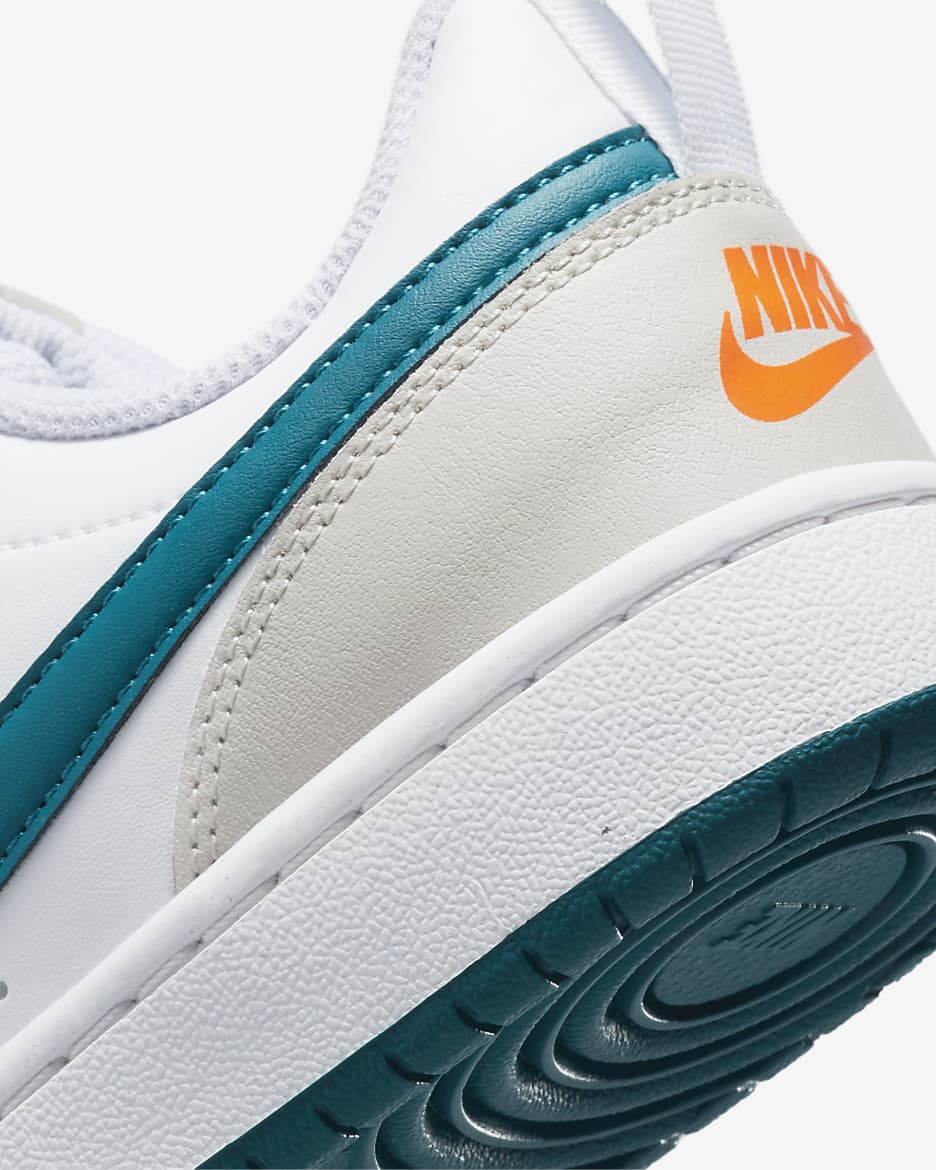 Nike Court Borough Low 2 Older Kids' Shoes - Phantom/White/Total Orange/Bright Spruce