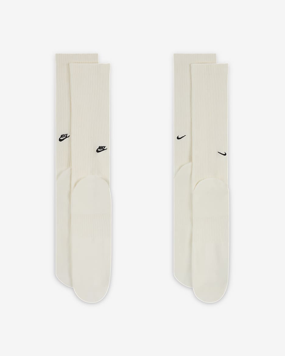 Nike Everyday Cushioned Crew Socks (2 Pairs) - Sail/Black