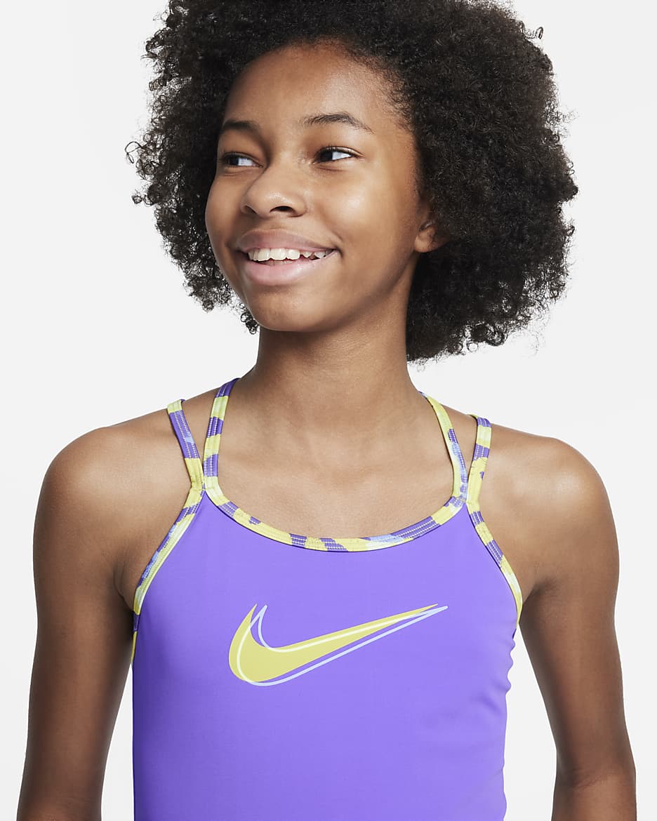 Conjunto de tankini de espalda cruzada para niña talla grande Nike - Uva acción