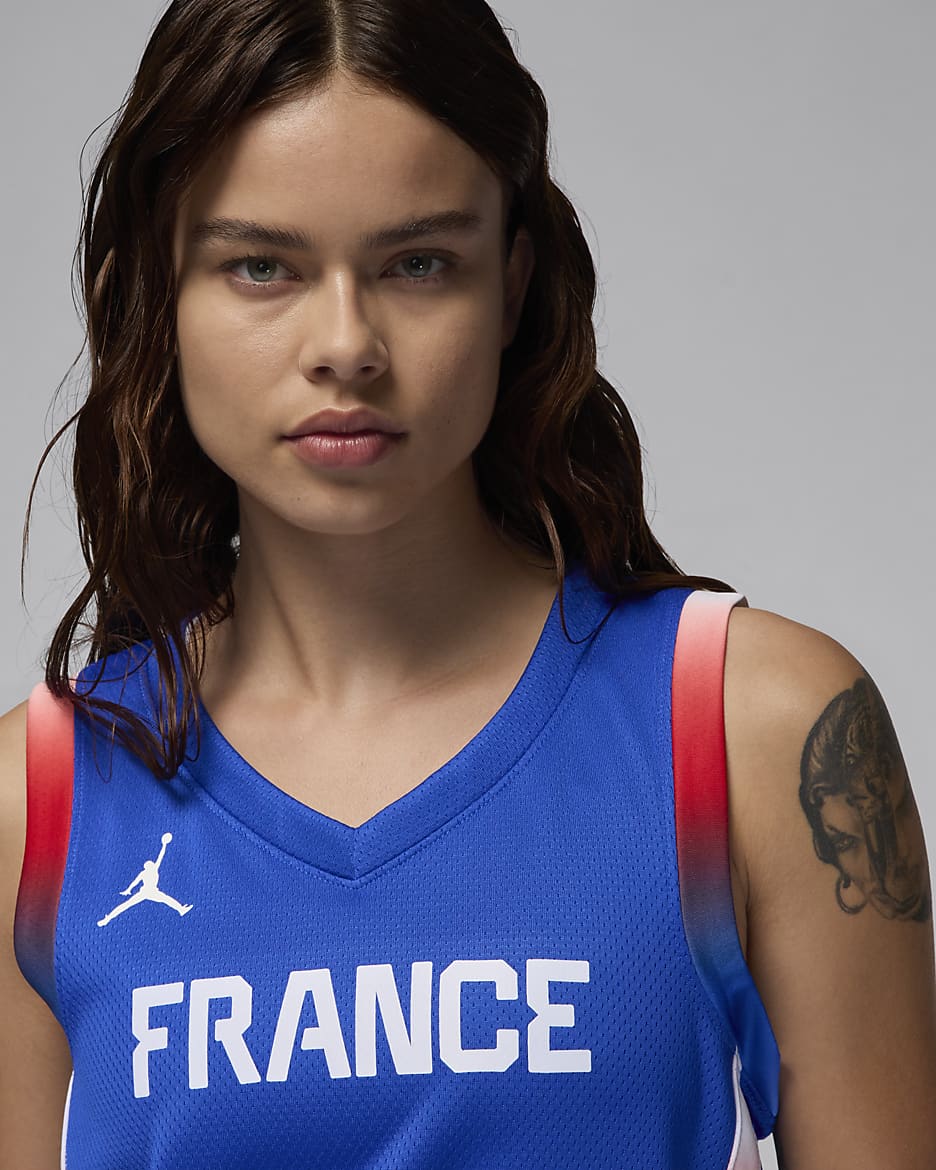 Frankrijk Limited Road Jordan basketbaljersey voor dames - Hyper Royal/Wit