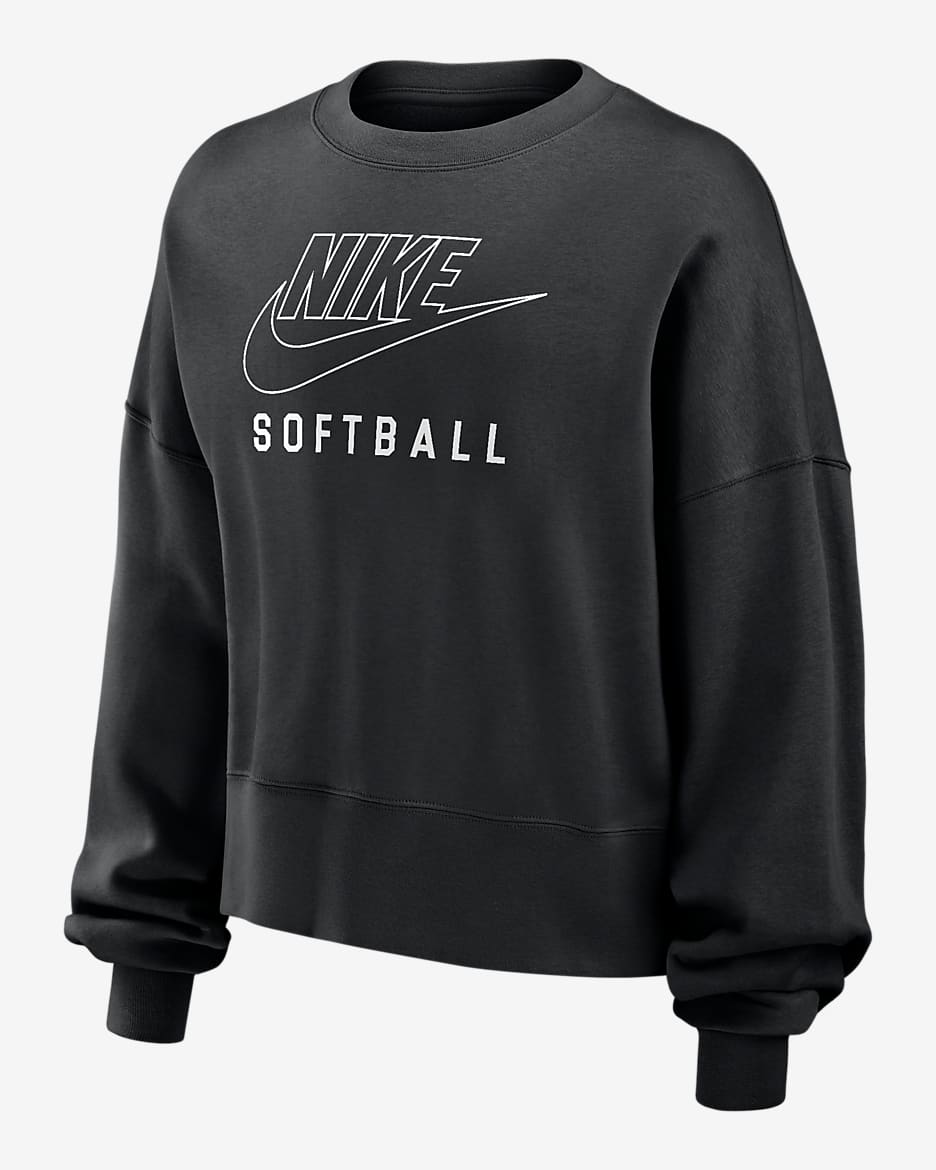 Nike Phoenix Fleece Women's Softball Crew-Neck Sweatshirt - Black