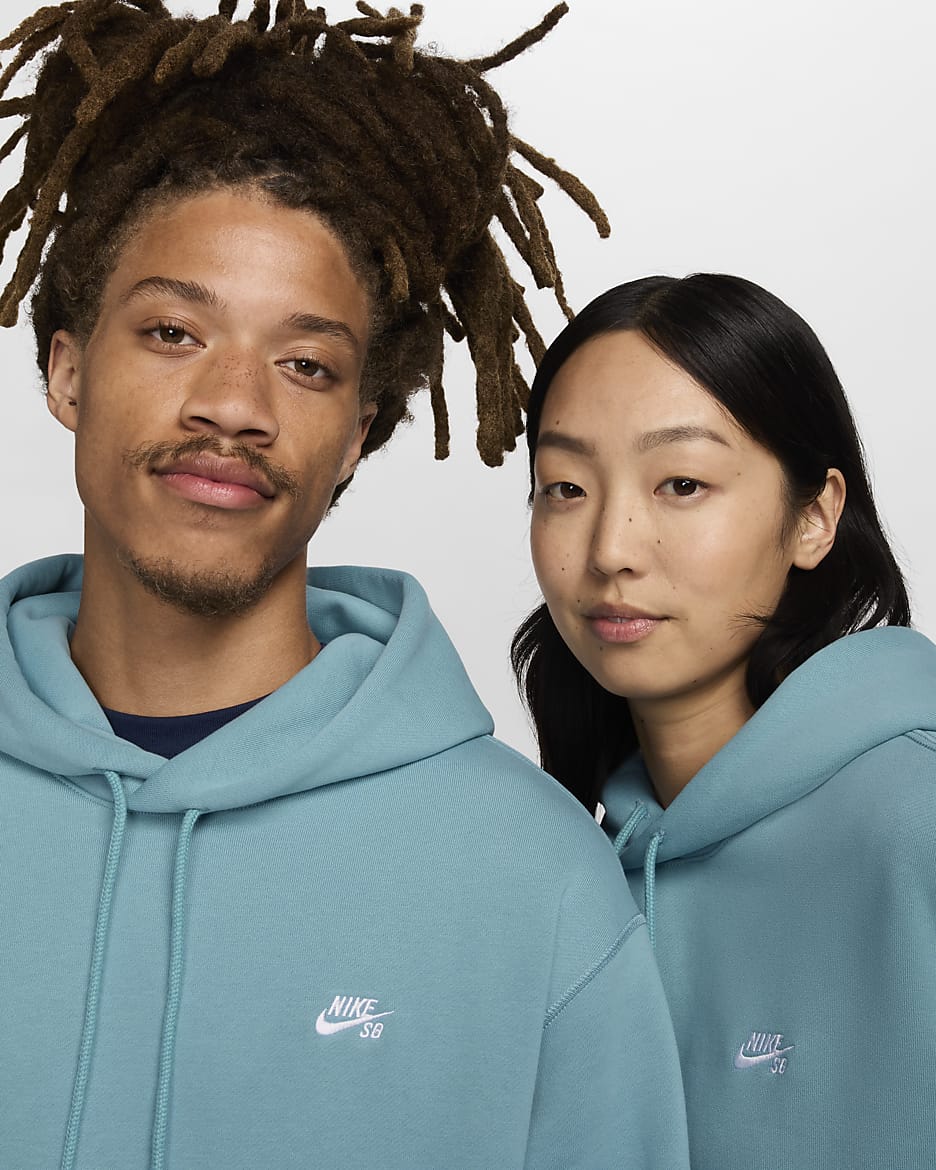 Nike SB Fleece-Skateboard-Hoodie - Denim Turquoise/Weiß