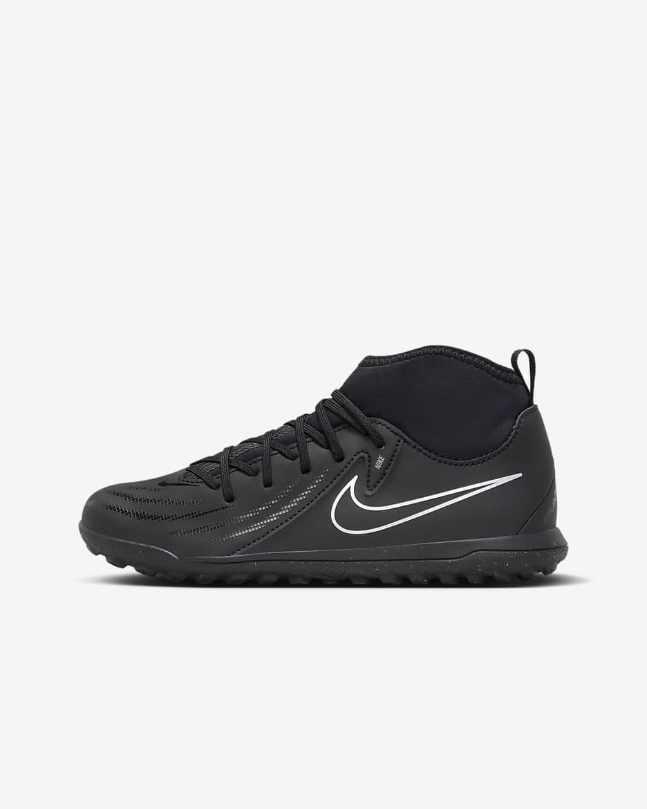Tacos de fútbol high TF para niños de preescolar y grandes Nike Jr. Phantom Luna 2 Club - Negro/Negro