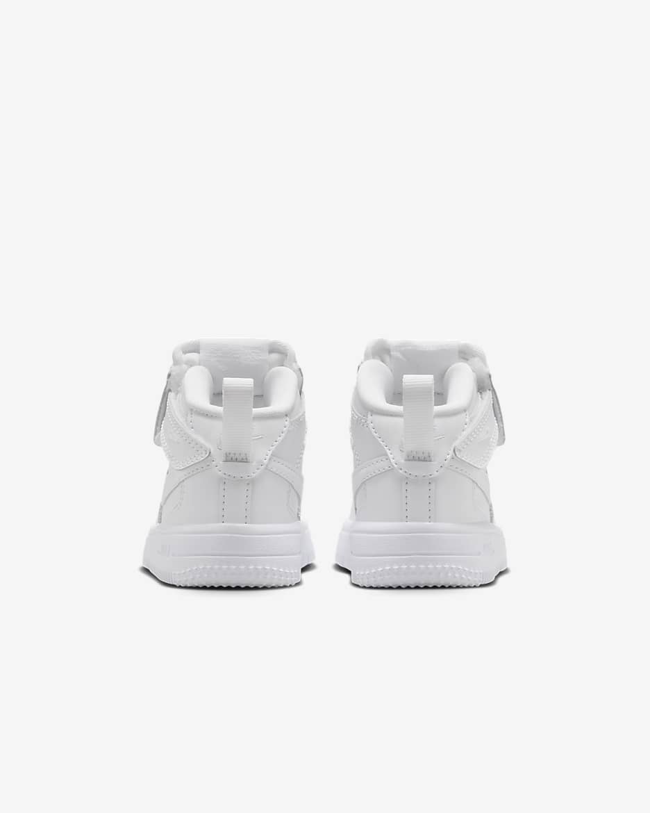 Nike Force 1 Mid EasyOn Baby/Toddler Shoes - White/White/White