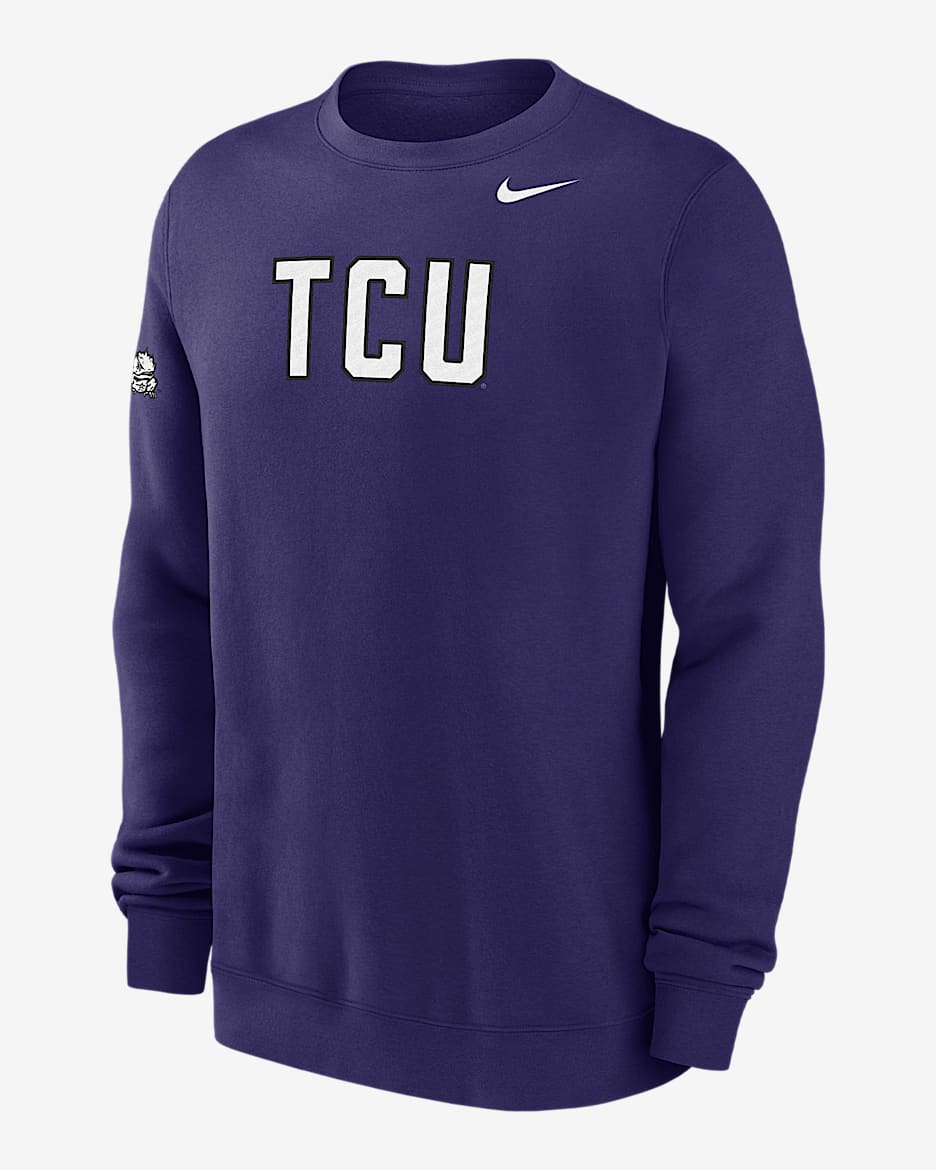 Sudadera de cuello redondo universitaria Nike para hombre TCU Club Fleece - Orquídea nuevo