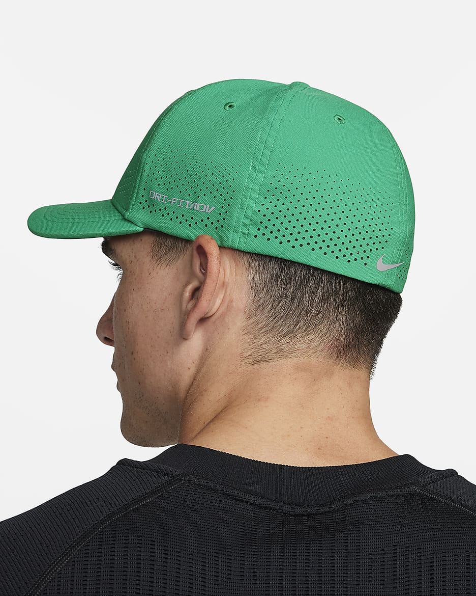 Nike Dri-FIT ADV Rise Structured SwooshFlex Cap - Stadium Green/Anthracite/White