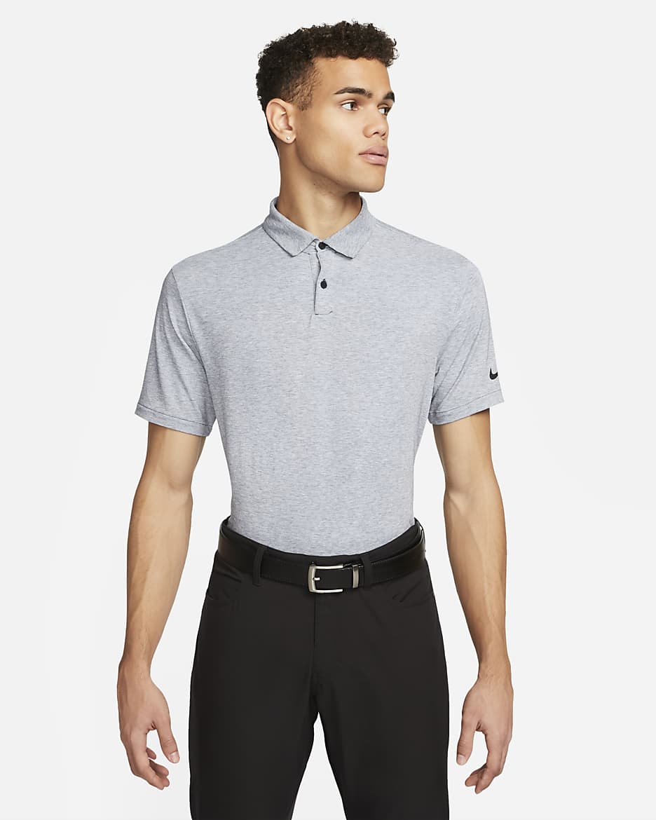 Nike Dri-FIT Tour Men's Heathered Golf Polo - Midnight Navy/Black