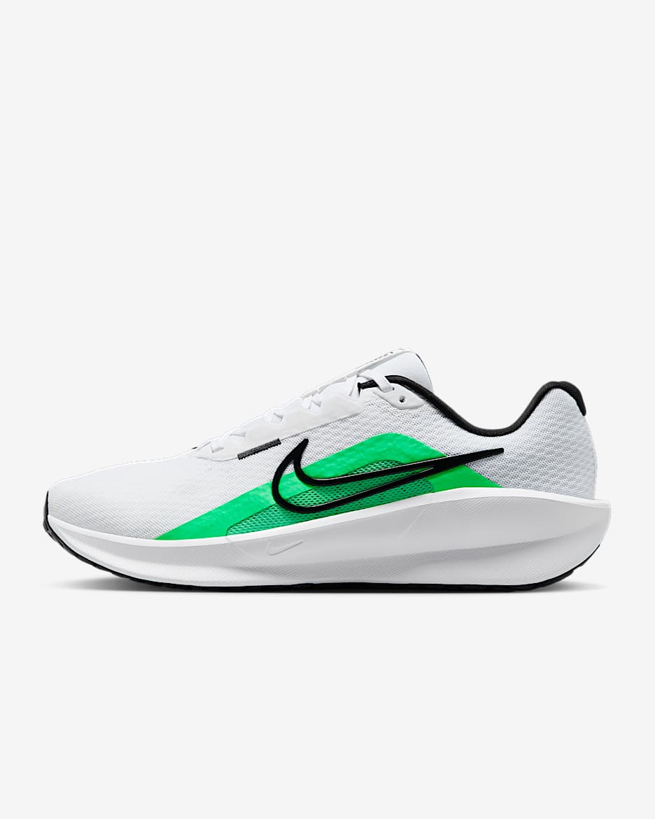 Nike Downshifter 13 Men's Road Running Shoes - White/Green Shock/Black