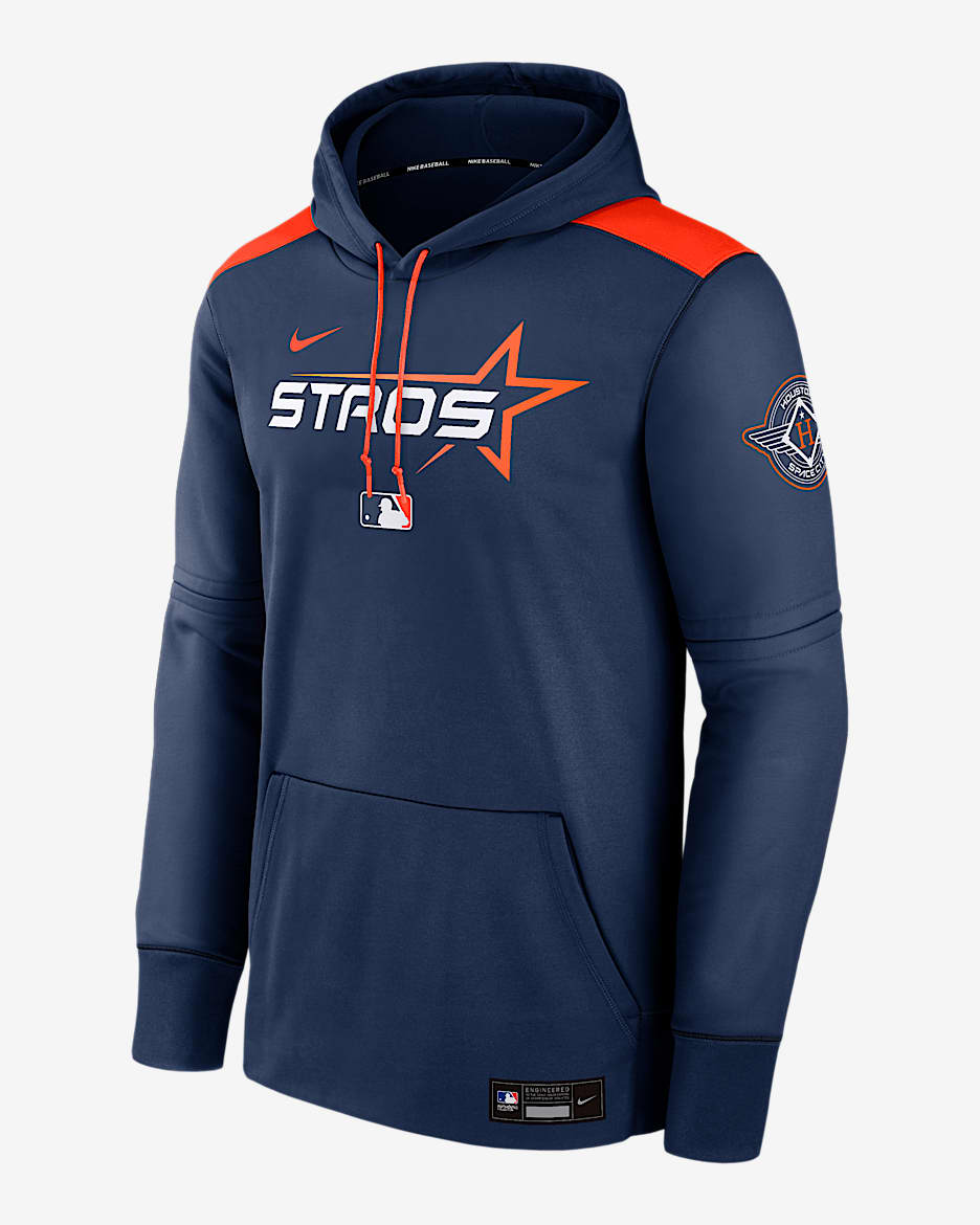Sudadera con gorro sin cierre Nike Therma de la MLB para hombre Houston Astros Authentic Collection City Connect - Azul marino