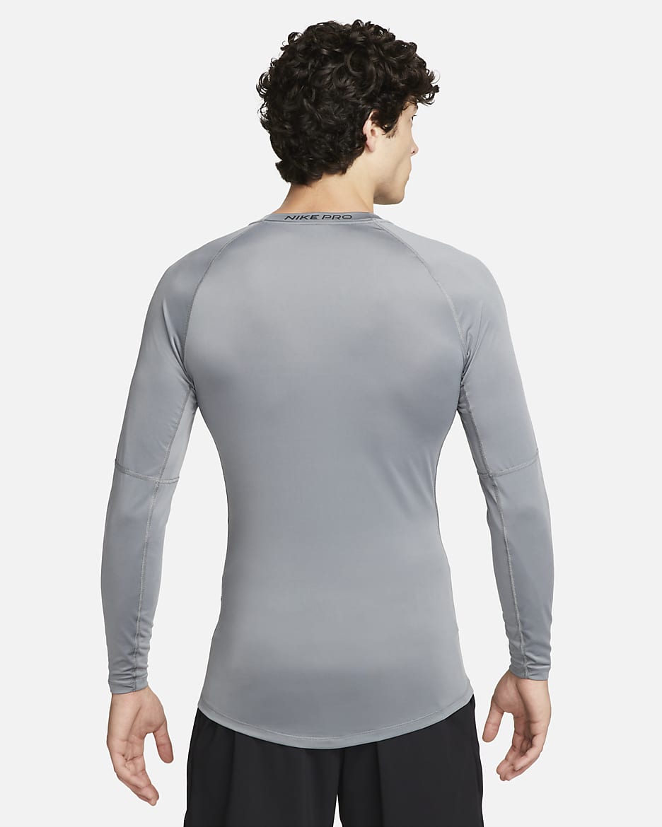 Haut de fitness ajusté à manches longues Dri-FIT Nike Pro pour homme - Smoke Grey/Noir