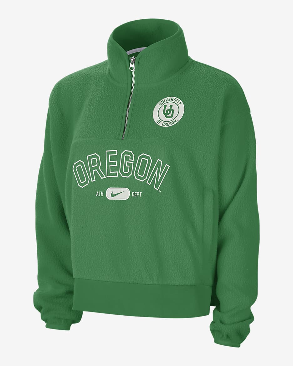 Oregon Fly Women's Nike College 1/4-Zip Jacket - Apple Green/Black