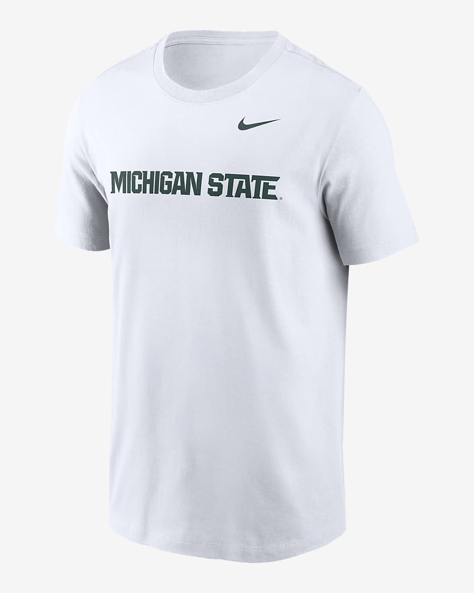 Playera universitaria Nike para hombre Michigan State Spartans Primetime Wordmark - Blanco