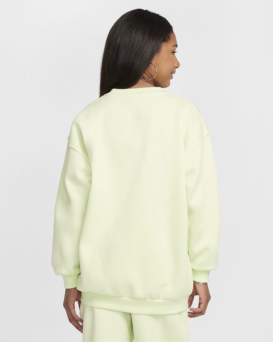 Nike Sportswear Club Fleece Big Kids' Oversized Sweatshirt - Lime Ice/White