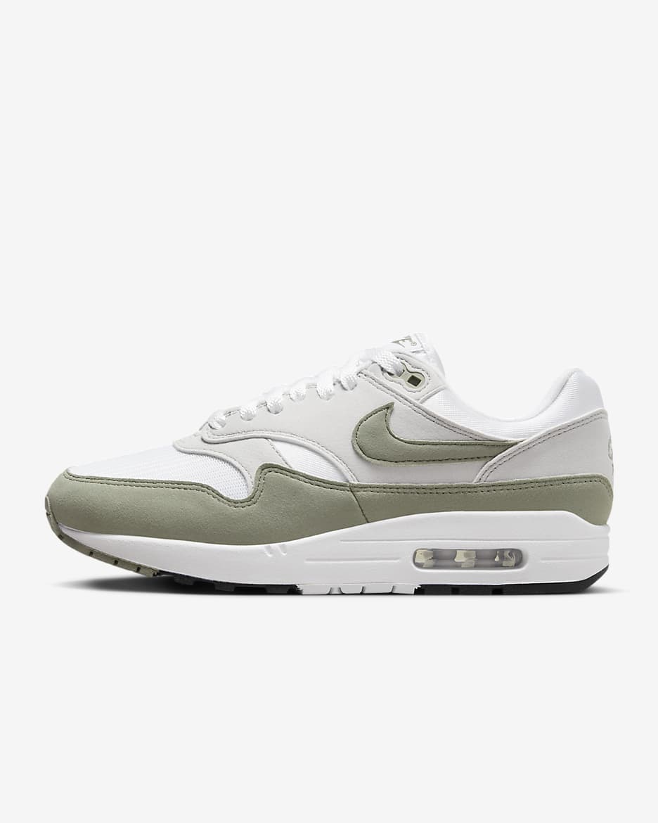 Nike Air Max 1 Women's Shoes - White/Neutral Grey/Black/Light Army