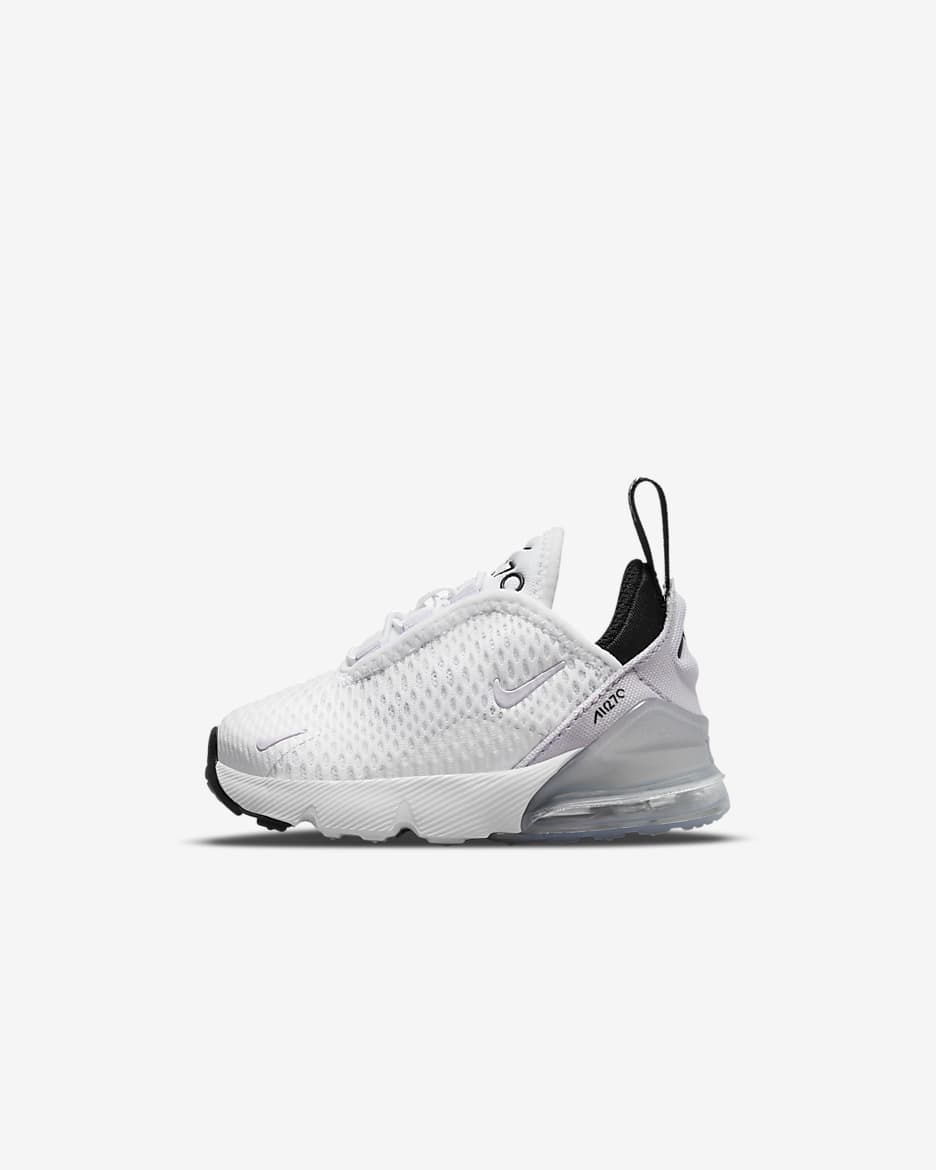 Nike Air Max 270 Baby and Toddler Shoe - White/Black/Metallic Silver/Pure Violet