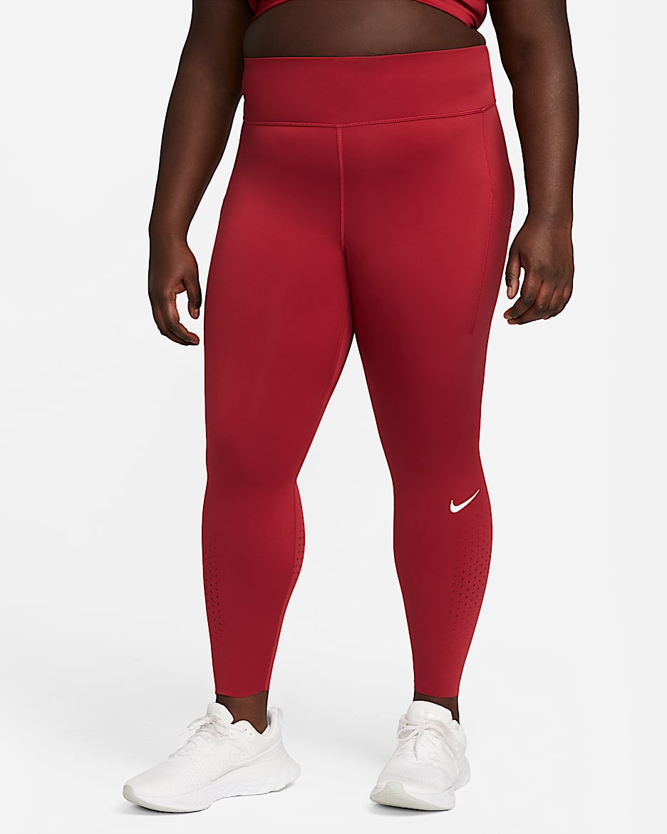 Nike Epic Luxe középmagas szabású, zsebes női futóleggings (plus size méret) - Pomegranate