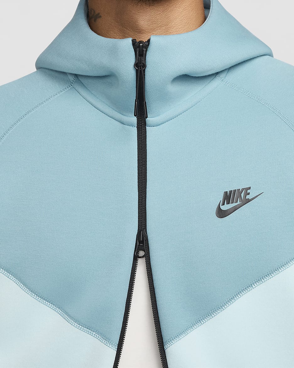 Nike Sportswear Tech Fleece Windrunner Tam Boy Fermuarlı Erkek Kapüşonlu Üst - Denim Turquoise/Glacier Blue/Aegean Storm/Siyah