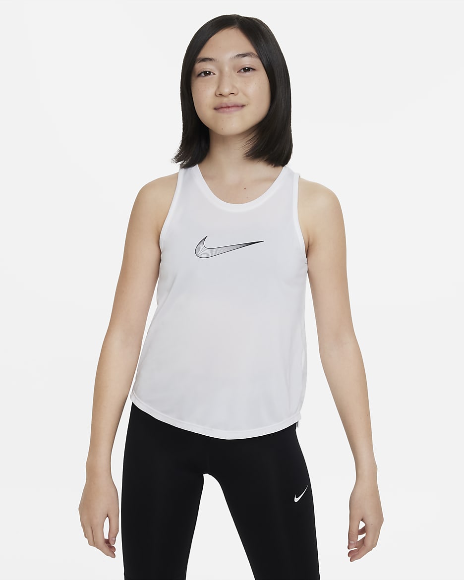 Träningslinne Nike Dri-FIT One för ungdom (tjejer) - Vit/Svart