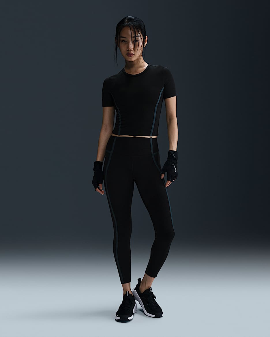 Nike One Women's High-Waisted 7/8 Leggings - Black/Armoury Navy/Black