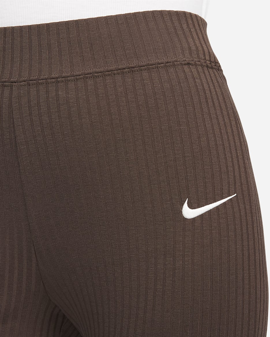 Nike Sportswear Women's High-Waisted Ribbed Jersey Trousers - Baroque Brown/Sail