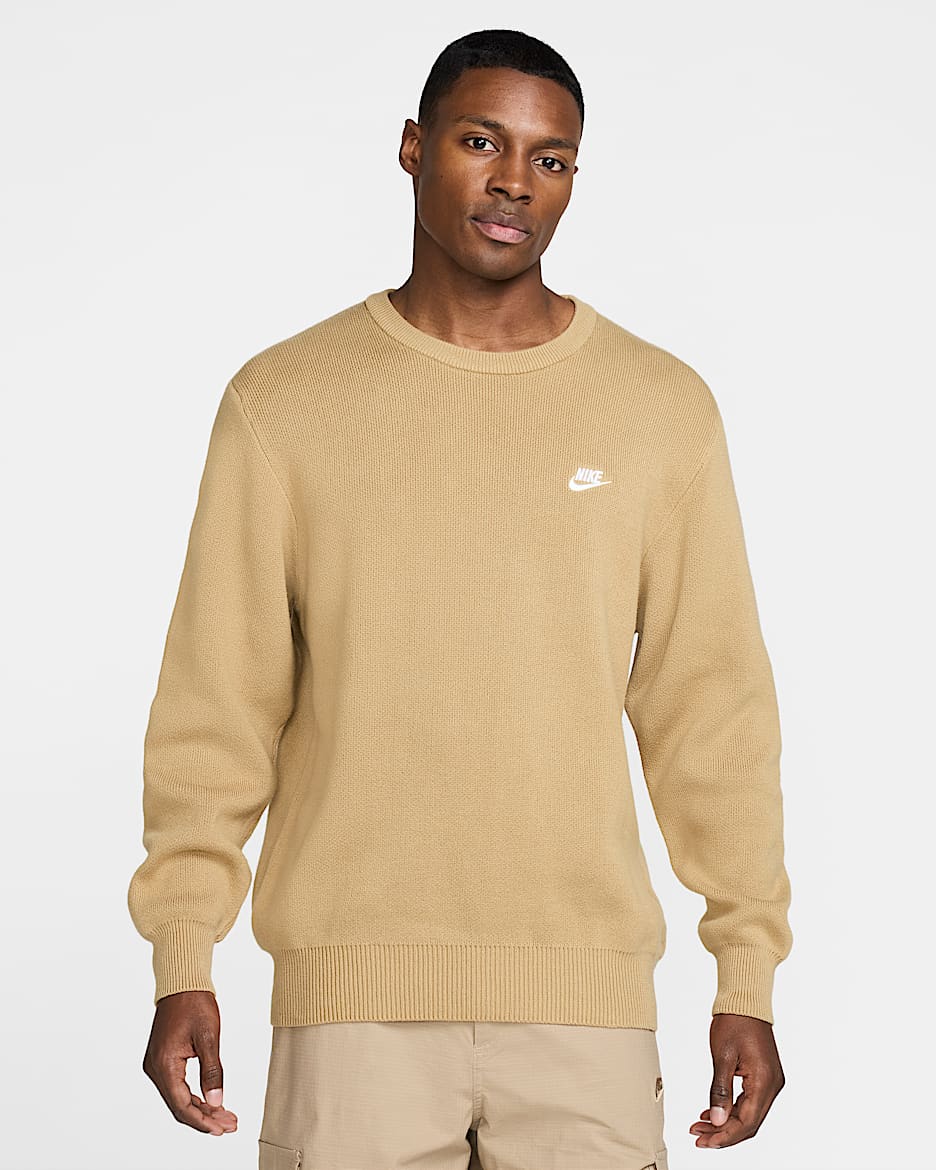 Nike Club Men's Crew-Neck Jumper - Parachute Beige/White