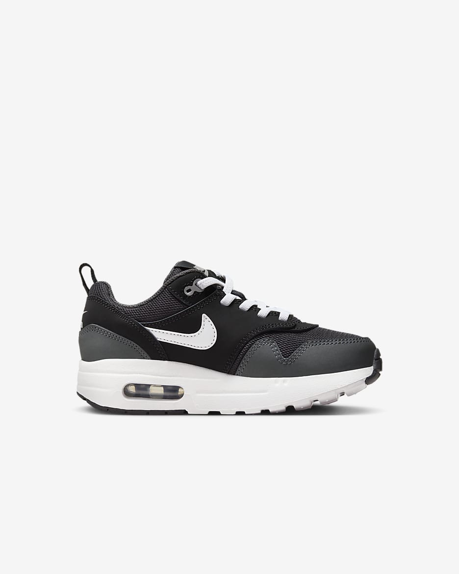 Nike Air Max 1 EasyOn Younger Kids' Shoes - Black/Anthracite/Metallic Silver/White