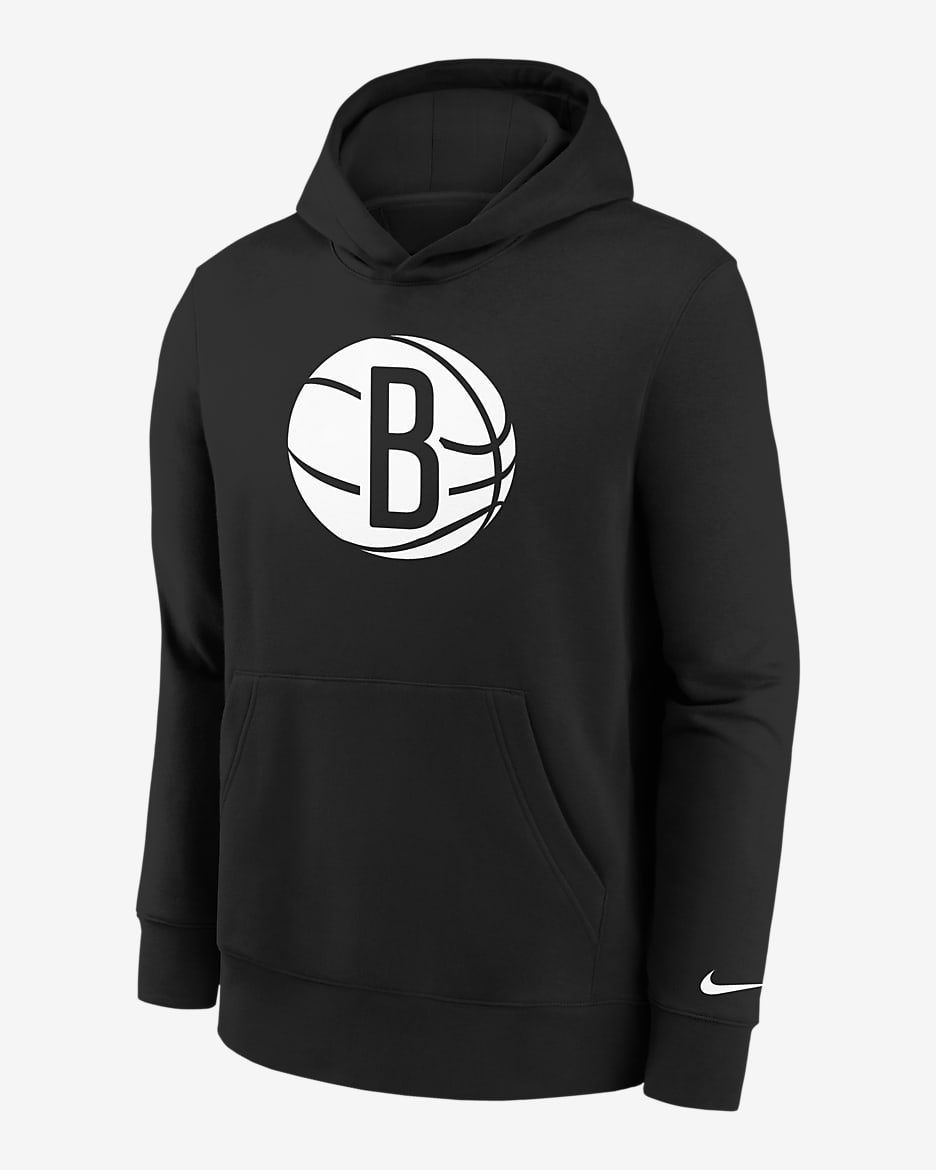 Sudadera con gorro sin cierre Nike de la NBA para niños talla grande Brooklyn Nets Essential - Negro