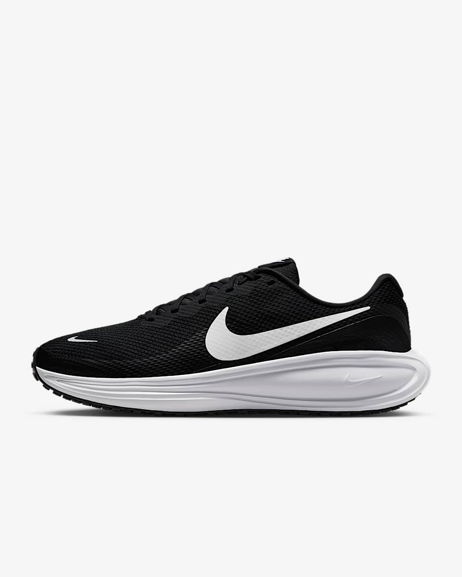 Tenis de correr en pavimento para hombre (extraanchos) Nike Revolution 8 - Negro/Negro/Blanco
