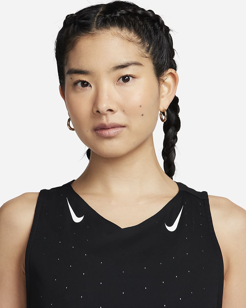 เสื้อกล้ามวิ่งผู้หญิง Dri-FIT ADV Nike AeroSwift - ดำ/ขาว/ขาว