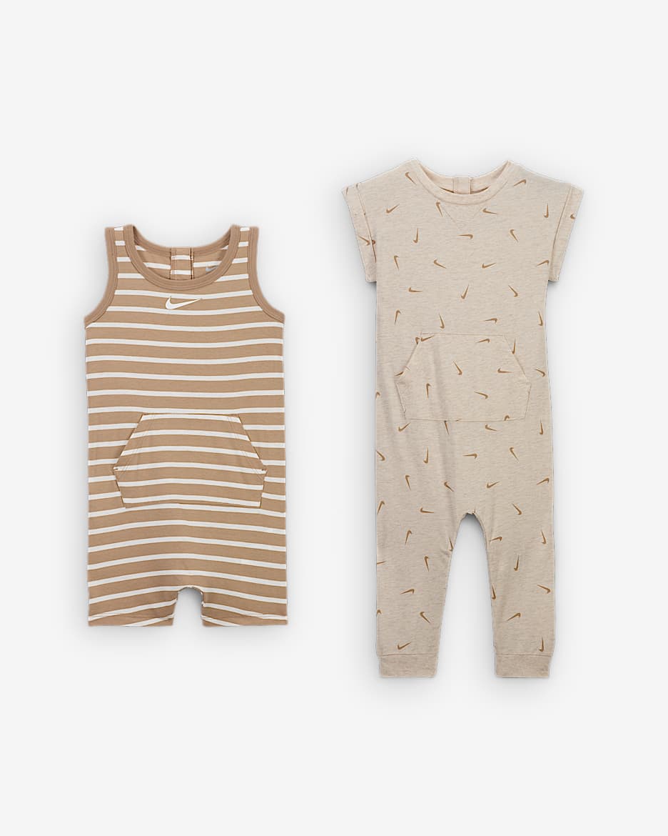 Nike Essentials Baby (12-24M) Short Sleeve and Tank 2-Pack Romper Set - Hemp