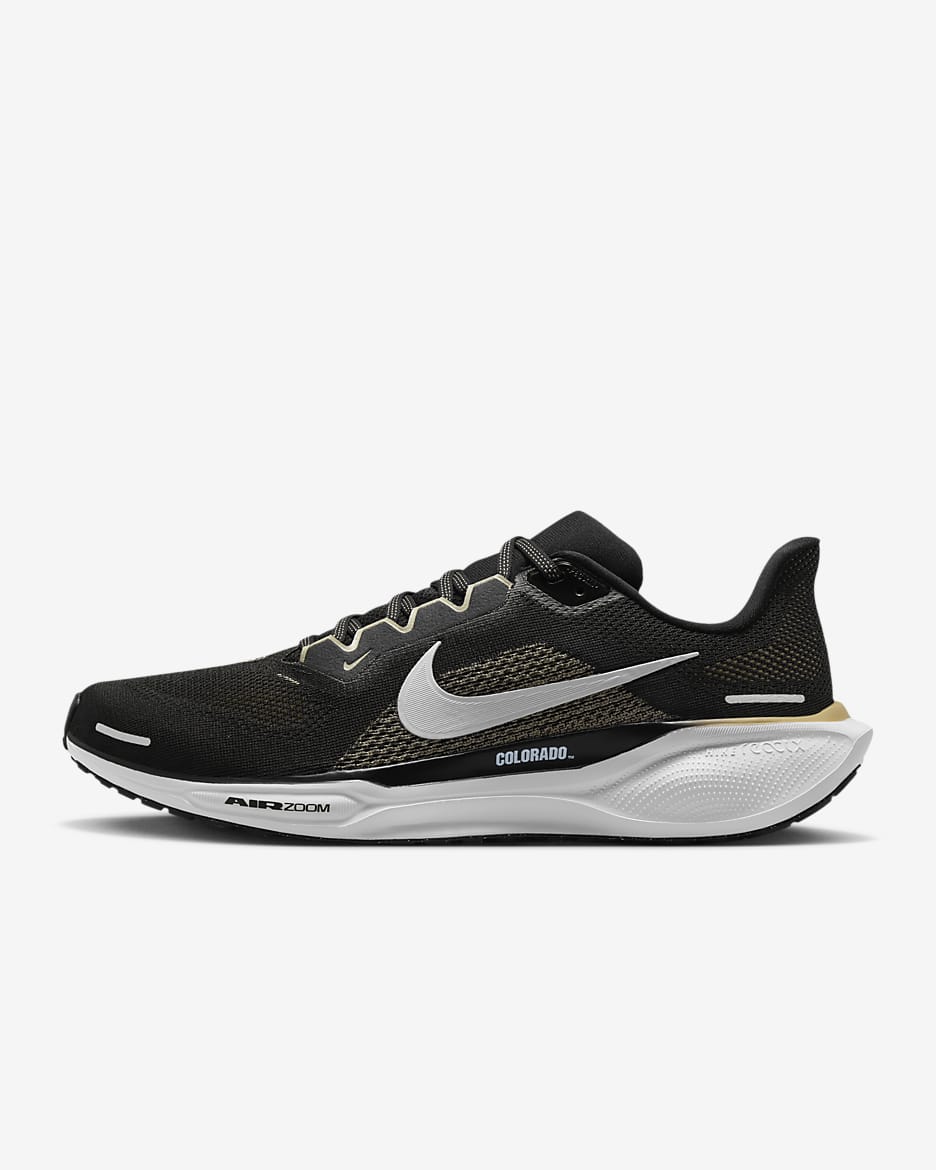 Tenis de correr en pavimento universitarios Nike para hombre Colorado Pegasus 41 - Negro/Blanco/Oro team/Blanco