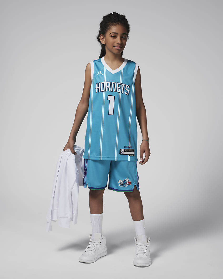 Maillot Jordan Dri-FIT NBA Swingman LaMelo Ball Charlotte Hornets Icon Edition pour ado - Rapid Teal