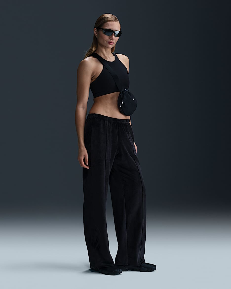 Nike Sportswear Chill Knit Women's Mid-Rise Velour Trousers - Black/Sail